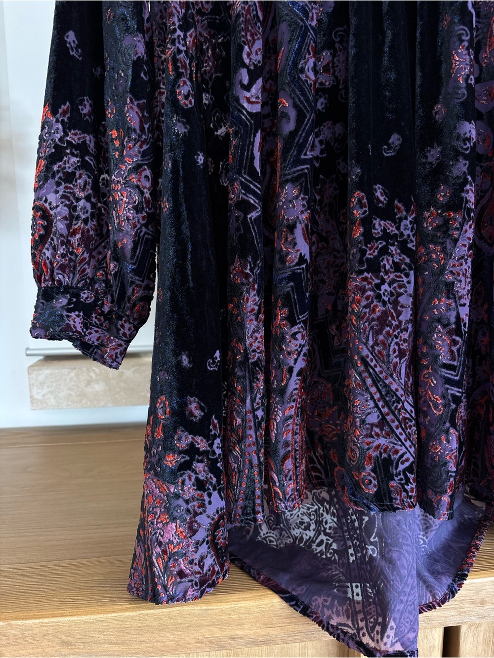 Free People Mirror Mirror Velvet Mini Dress S Purple Burnout Boho Witchy Fairy - Picture 14 of 16